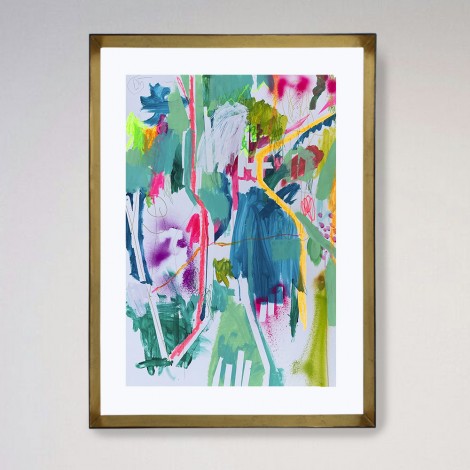 Pintura abstracta en marco dorado