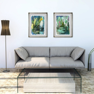 Pinturas abstractas en salón