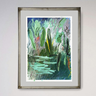 Cuadro abstracto con marco plata en Madrid