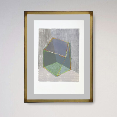 Cubo verde | Xilografía de Erik Kirksaether | Pintura geométrica