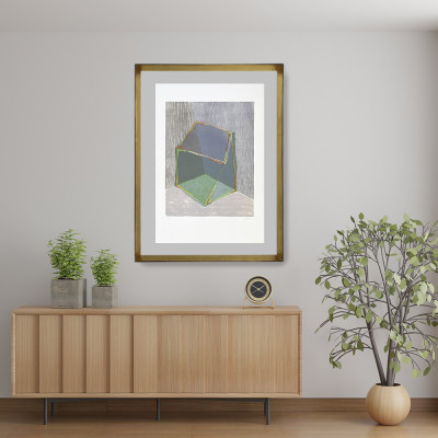 Cubo verde | Xilografía de Erik Kirksaether | Pintura geométrica