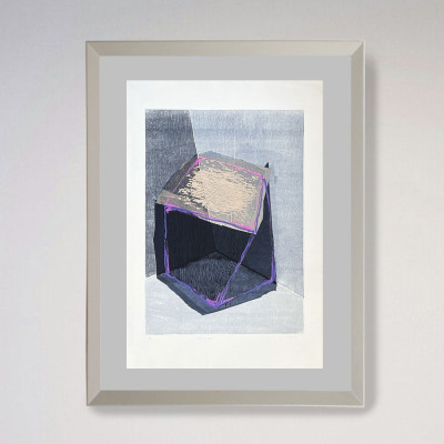 Cubo geométrico | Xilografía de Erik Kirksaether | Arte Madrid