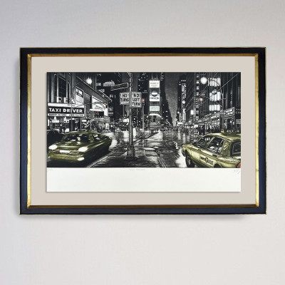 Grabado de Ramiro Undabeytia. Taxi Driver