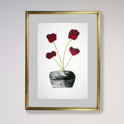 Jarrón con amapolas | Mar Torrego | Grabado |  Galería Madrid