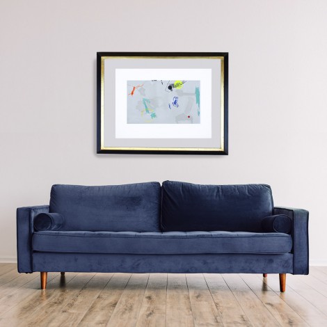 Cuadro abstracto encima del sofá. Obra de Joaquín Capa