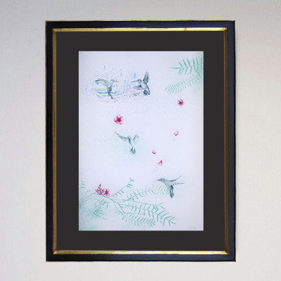 Colibríes II | Ana Matías | Grabado figurativo | Tienda de arte Madrid