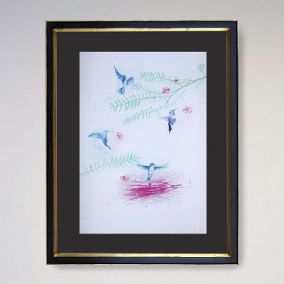 Colibríes IV | Ana Matías | Grabado figurativo | A Cuadros Madrid