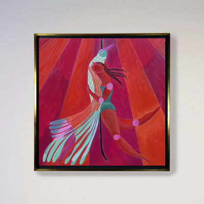 Canario y Lady Volcán | Marina Anaya | Pintura sobre lienzo |