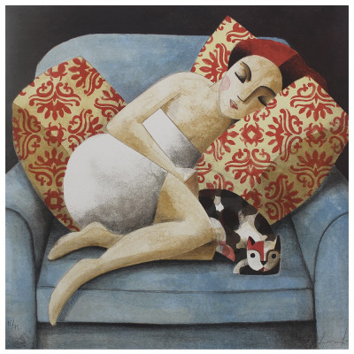 Blue Sofa | Didier Lourenço | Litografía |  Galería A Cuadros Madrid