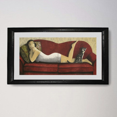 Cat and woman | Didier Lourenço | Litografía |  Galería A Cuadros Madrid
