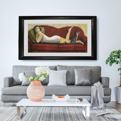 Cat and woman | Didier Lourenço | Litografía |  Galería A Cuadros Madrid