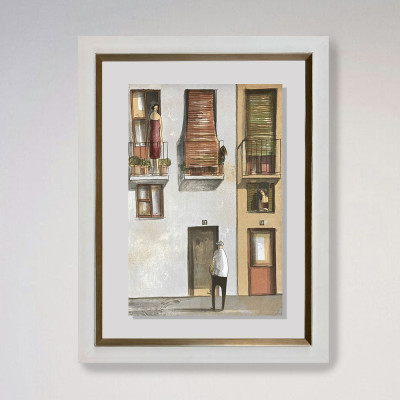 La visita | Litografía de Didier Lourenço | Galería de arte Madrid